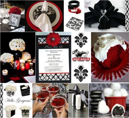 white wedding theme ideas. Black, White and Red Wedding