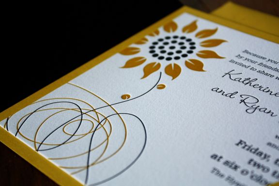 sunflower wedding centerpieces ideas. letterpress-sunflower-wedding-